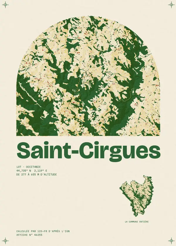 Affiche de Saint-Cirgues, calculée par 123-fr d'après l'IGN