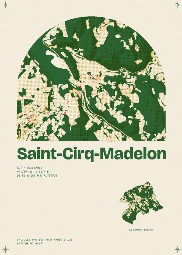 Affiche de Saint-Cirq-Madelon, calculée par 123-fr d'après l'IGN