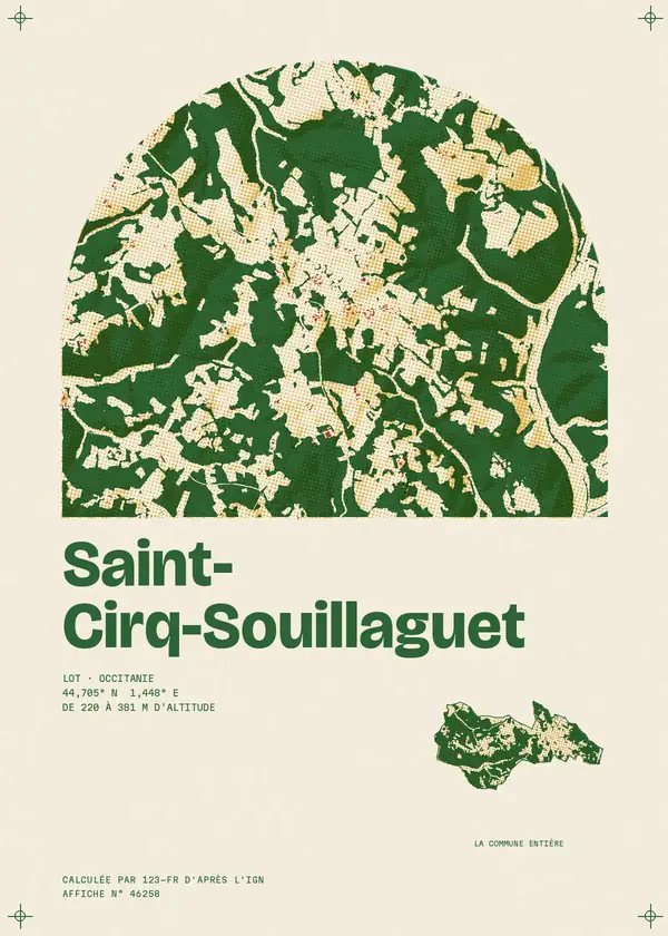 Affiche de Saint-Cirq-Souillaguet, calculée par 123-fr d'après l'IGN
