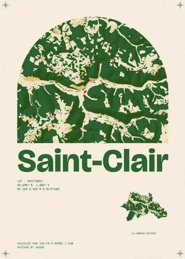 Affiche de Saint-Clair, calculée par 123-fr d'après l'IGN