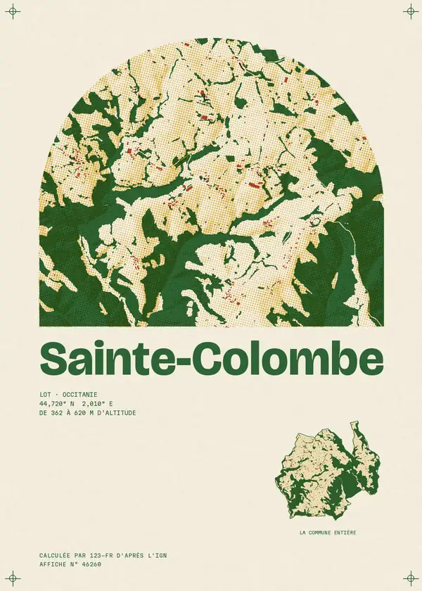 Affiche de Sainte-Colombe, calculée par 123-fr d'après l'IGN