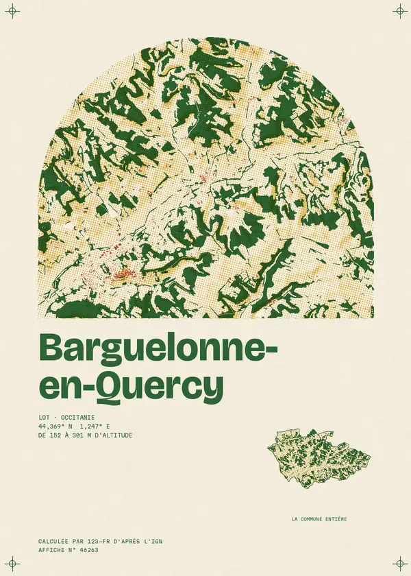 Affiche de Barguelonne-en-Quercy, calculée par 123-fr d'après l'IGN