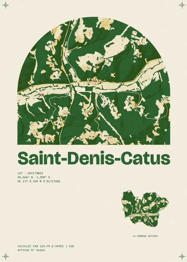 Affiche de Saint-Denis-Catus, calculée par 123-fr d'après l'IGN