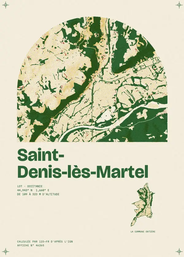 Affiche de Saint-Denis-lès-Martel, calculée par 123-fr d'après l'IGN