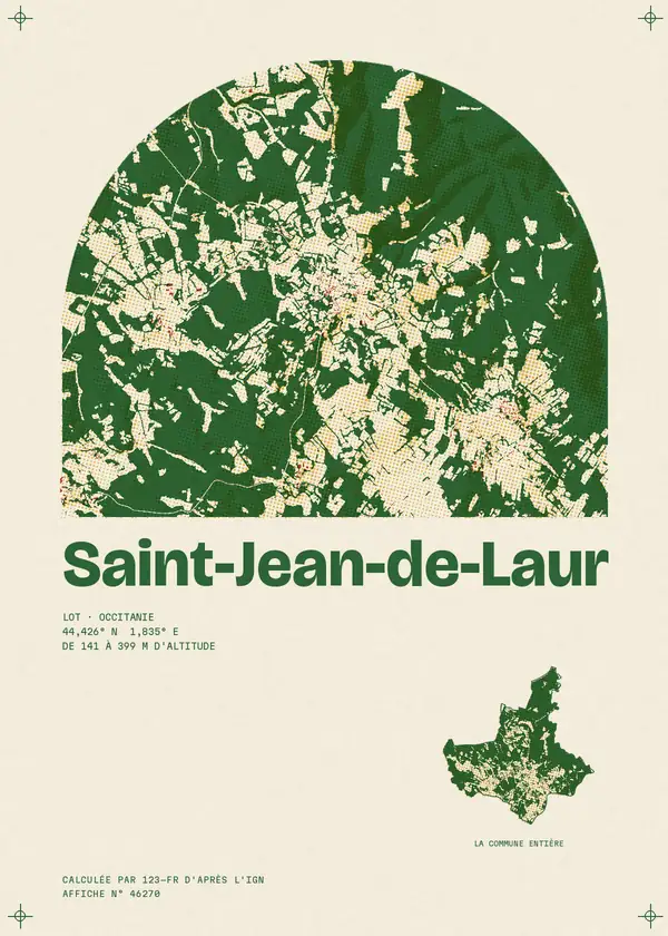 Affiche de Saint-Jean-de-Laur, calculée par 123-fr d'après l'IGN