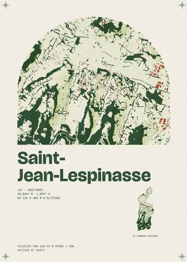Affiche de Saint-Jean-Lespinasse, calculée par 123-fr d'après l'IGN