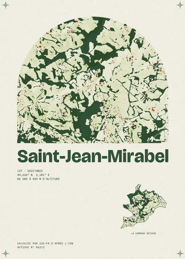 Affiche de Saint-Jean-Mirabel, calculée par 123-fr d'après l'IGN