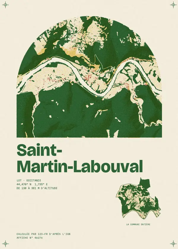 Affiche de Saint-Martin-Labouval, calculée par 123-fr d'après l'IGN