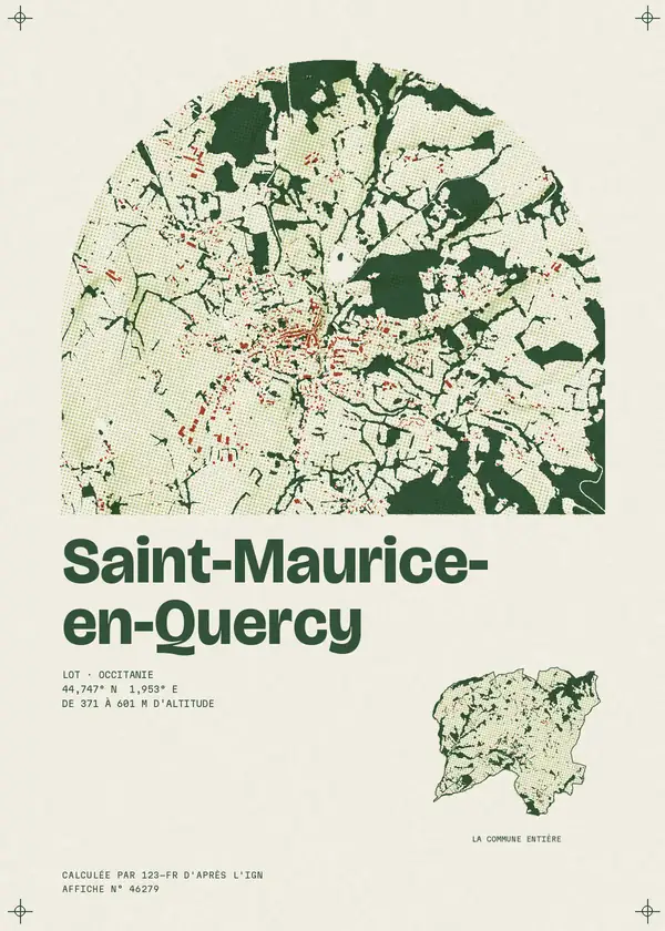 Affiche de Saint-Maurice-en-Quercy, calculée par 123-fr d'après l'IGN