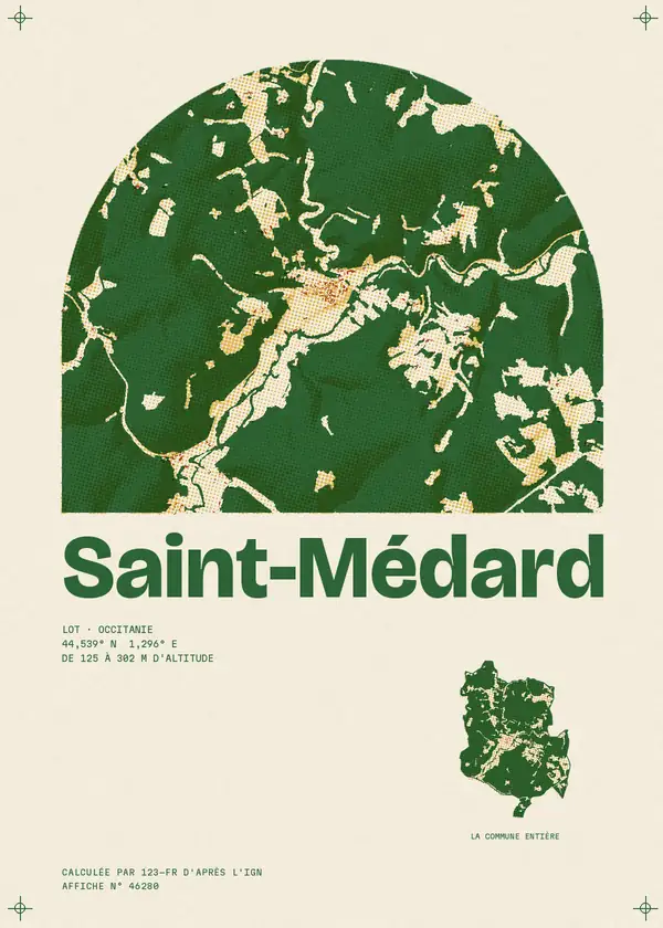 Affiche de Saint-Médard, calculée par 123-fr d'après l'IGN