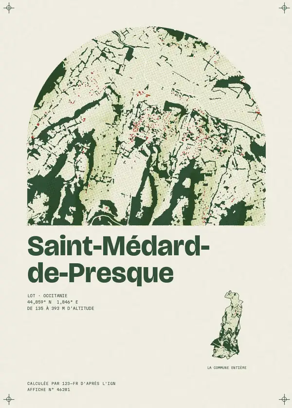 Affiche de Saint-Médard-de-Presque, calculée par 123-fr d'après l'IGN