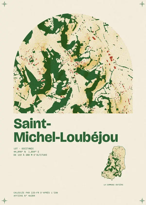 Affiche de Saint-Michel-Loubéjou, calculée par 123-fr d'après l'IGN