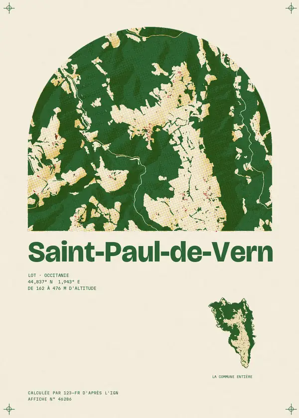 Affiche de Saint-Paul-de-Vern, calculée par 123-fr d'après l'IGN