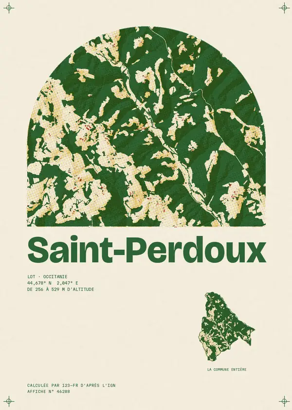 Affiche de Saint-Perdoux, calculée par 123-fr d'après l'IGN