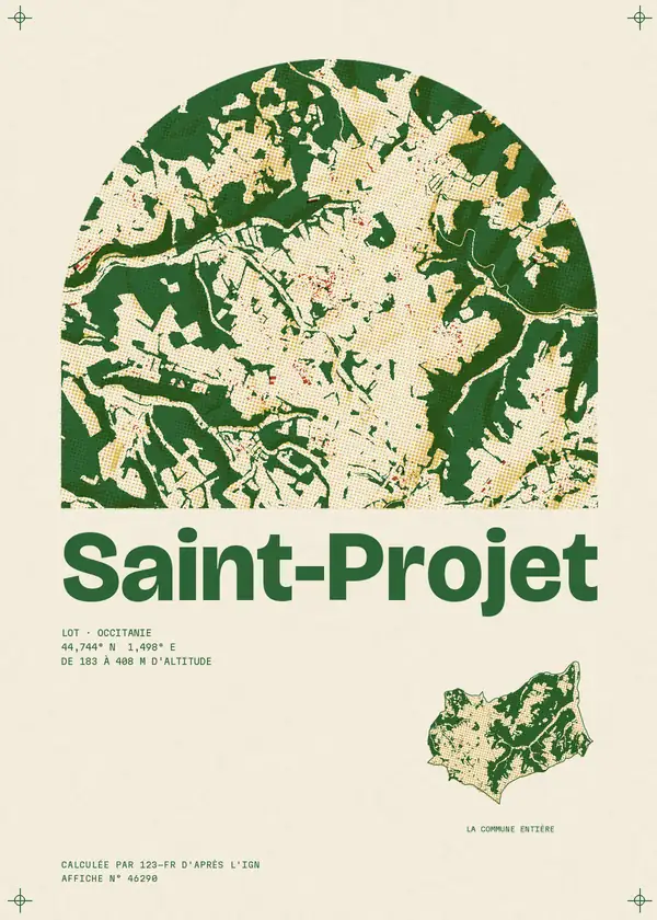 Affiche de Saint-Projet, calculée par 123-fr d'après l'IGN