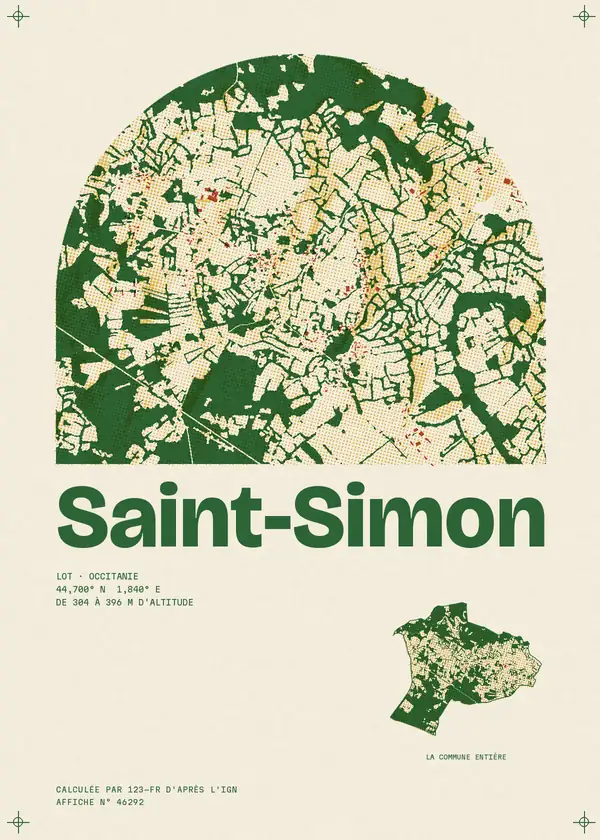 Affiche de Saint-Simon, calculée par 123-fr d'après l'IGN