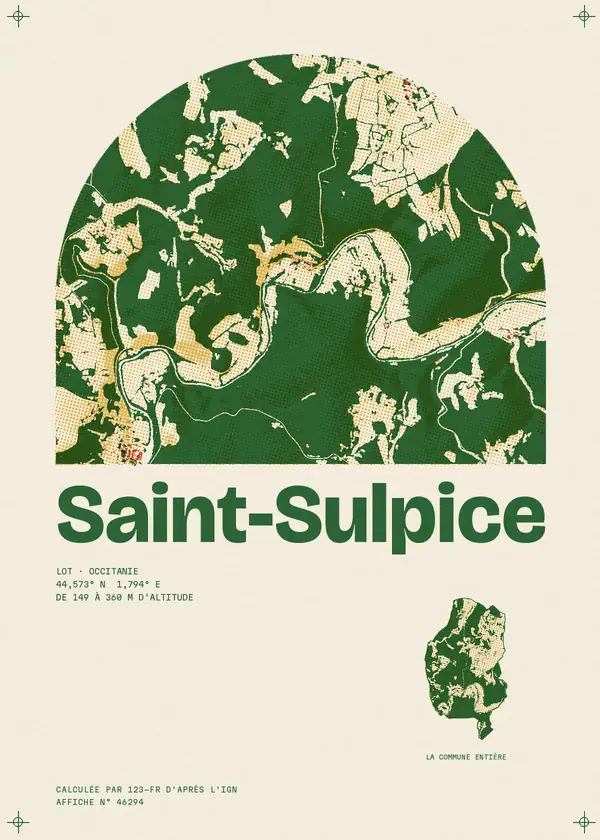 Affiche de Saint-Sulpice, calculée par 123-fr d'après l'IGN