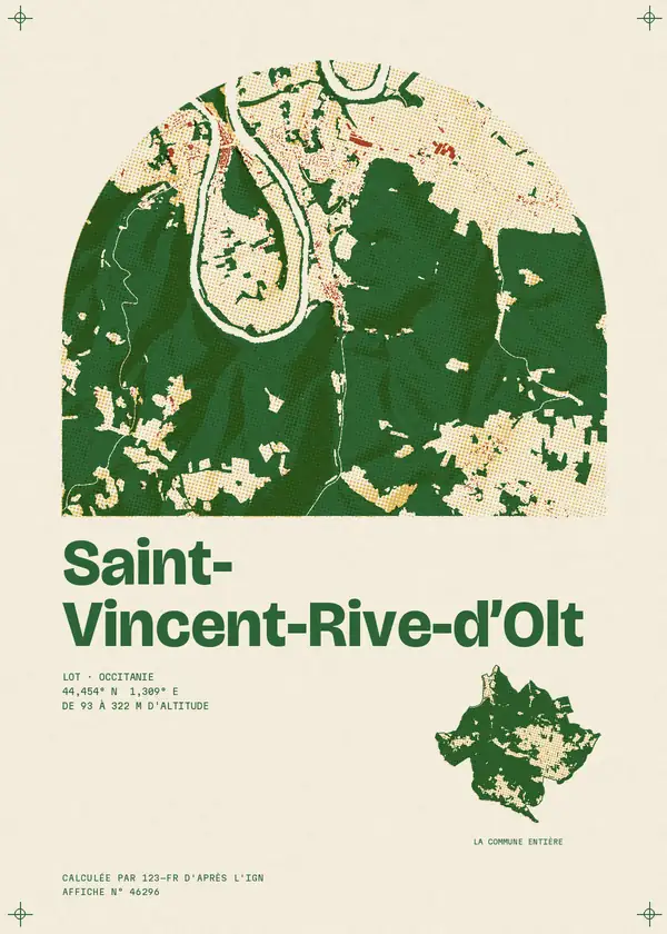 Affiche de Saint-Vincent-Rive-d'Olt, calculée par 123-fr d'après l'IGN