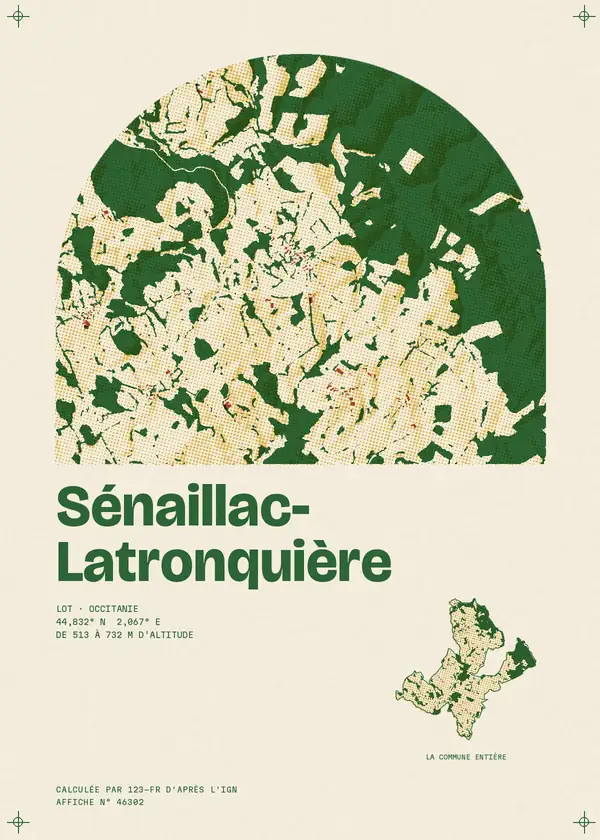 Affiche de Sénaillac-Latronquière, calculée par 123-fr d'après l'IGN