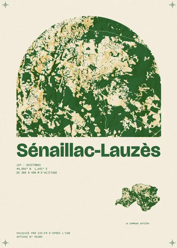 Affiche de Sénaillac-Lauzès, calculée par 123-fr d'après l'IGN