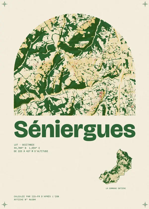 Affiche de Séniergues, calculée par 123-fr d'après l'IGN