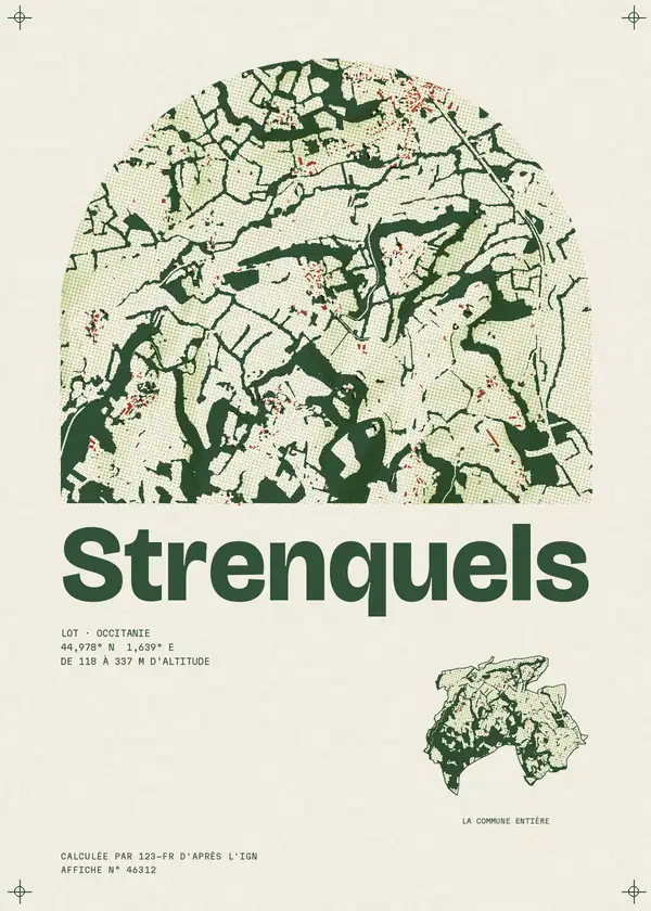 Affiche de Strenquels, calculée par 123-fr d'après l'IGN