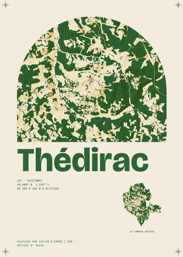 Affiche de Thédirac, calculée par 123-fr d'après l'IGN