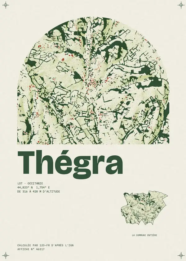 Affiche de Thégra, calculée par 123-fr d'après l'IGN