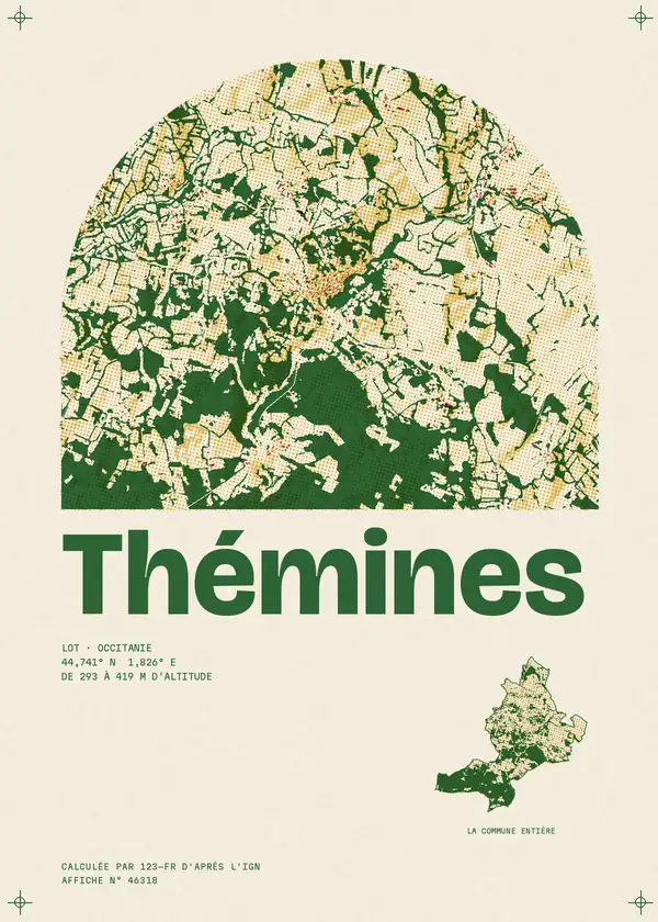 Affiche de Thémines, calculée par 123-fr d'après l'IGN