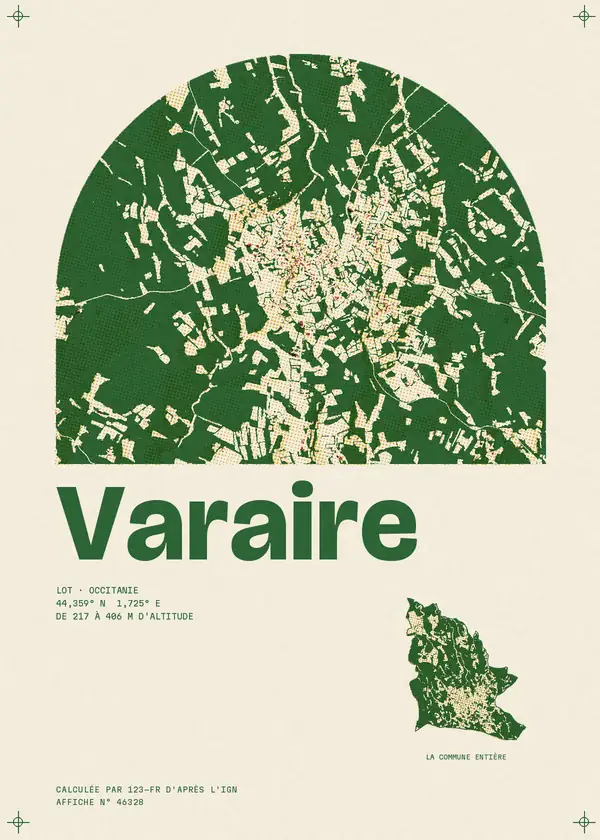 Affiche de Varaire, calculée par 123-fr d'après l'IGN