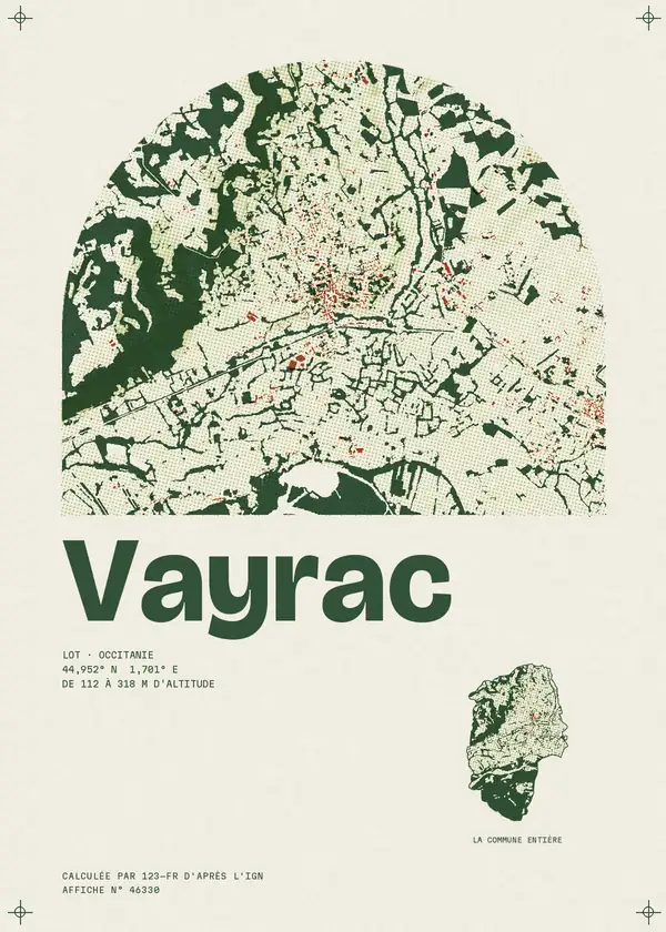 Affiche de Vayrac, calculée par 123-fr d'après l'IGN