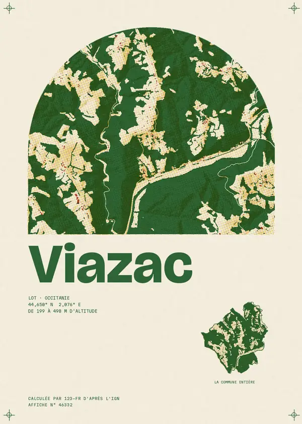 Affiche de Viazac, calculée par 123-fr d'après l'IGN