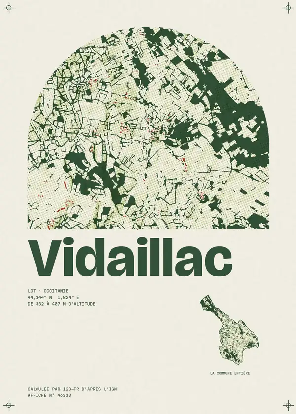Affiche de Vidaillac, calculée par 123-fr d'après l'IGN