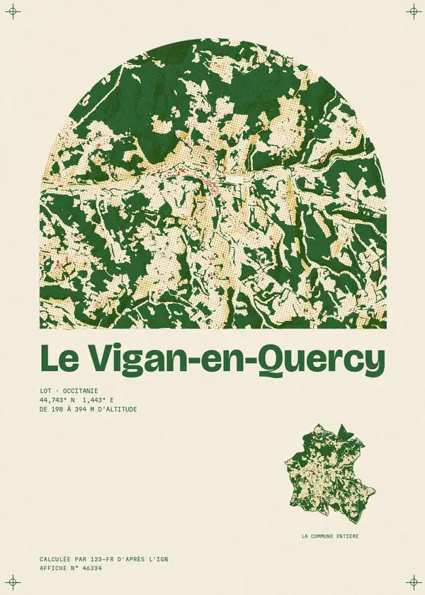 Affiche de Le Vigan-en-Quercy, calculée par 123-fr d'après l'IGN