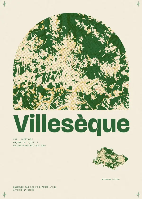 Affiche de Villesèque, calculée par 123-fr d'après l'IGN