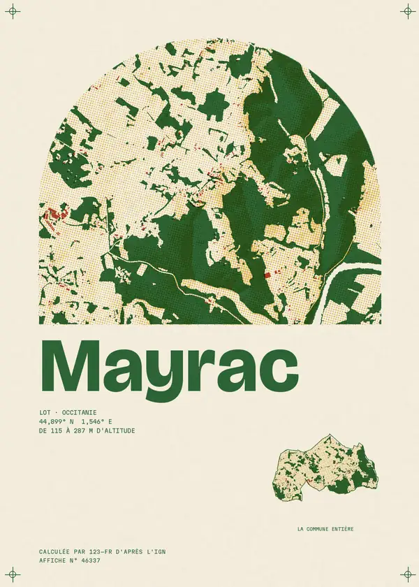 Affiche de Mayrac, calculée par 123-fr d'après l'IGN