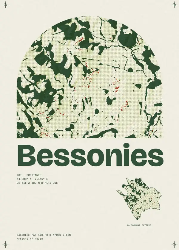 Affiche de Bessonies, calculée par 123-fr d'après l'IGN