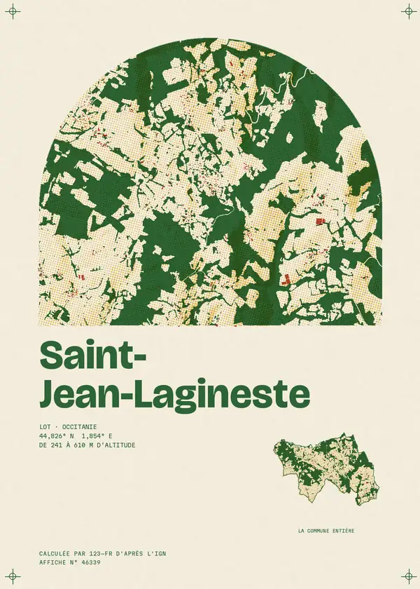 Affiche de Saint-Jean-Lagineste, calculée par 123-fr d'après l'IGN