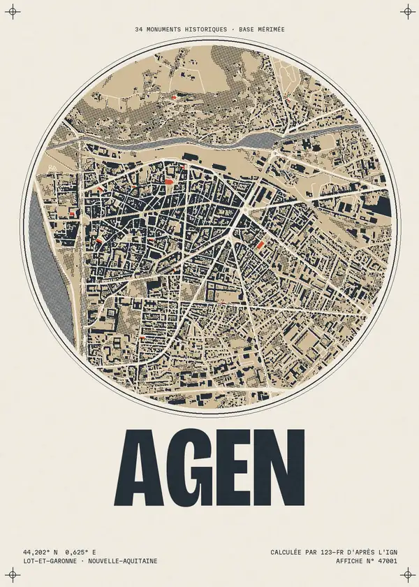 Affiche de Agen, calculée par 123-fr d'après l'IGN