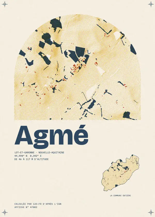 Affiche de Agmé, calculée par 123-fr d'après l'IGN