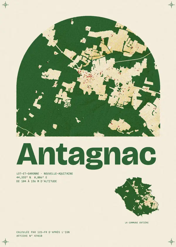 Affiche de Antagnac, calculée par 123-fr d'après l'IGN