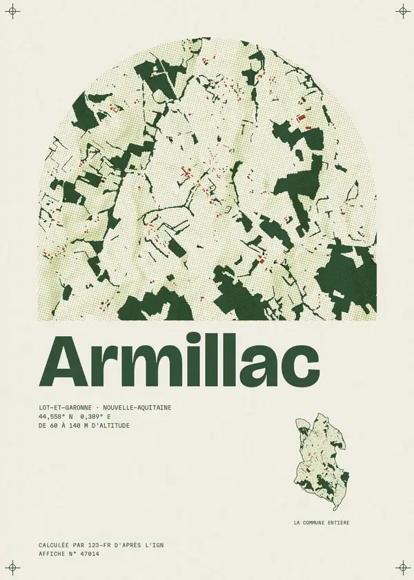 Affiche de Armillac, calculée par 123-fr d'après l'IGN