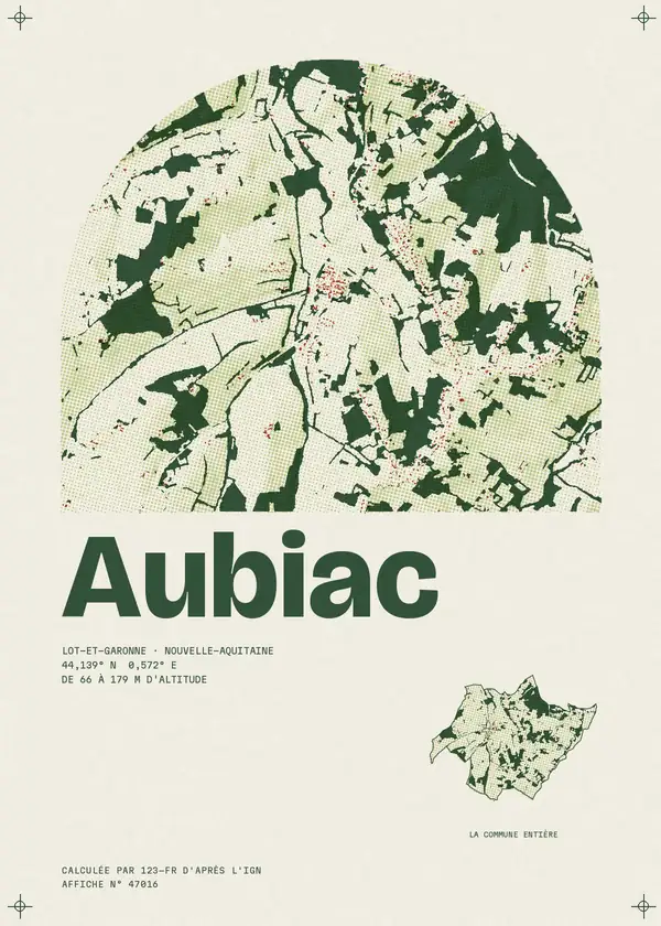 Affiche de Aubiac, calculée par 123-fr d'après l'IGN