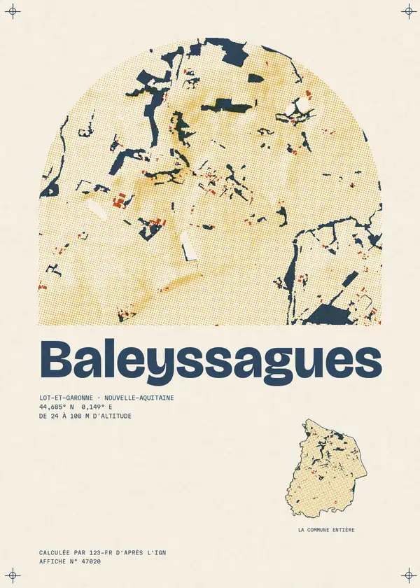 Affiche de Baleyssagues, calculée par 123-fr d'après l'IGN