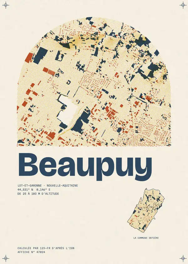 Affiche de Beaupuy, calculée par 123-fr d'après l'IGN