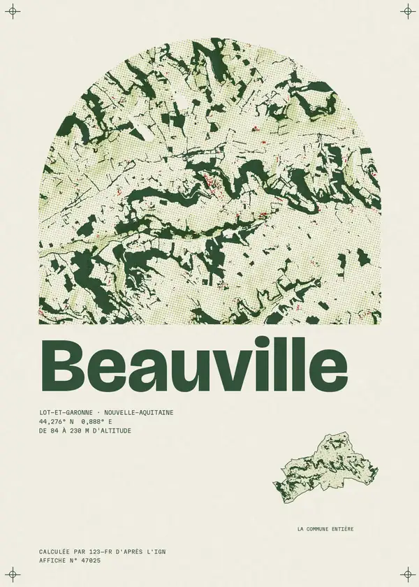 Affiche de Beauville, calculée par 123-fr d'après l'IGN