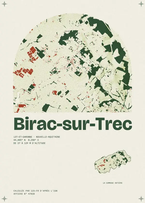 Affiche de Birac-sur-Trec, calculée par 123-fr d'après l'IGN