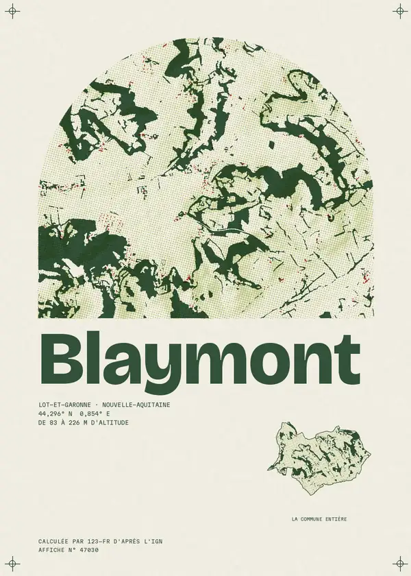 Affiche de Blaymont, calculée par 123-fr d'après l'IGN