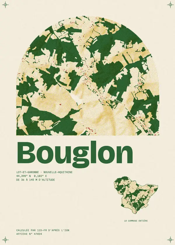 Affiche de Bouglon, calculée par 123-fr d'après l'IGN