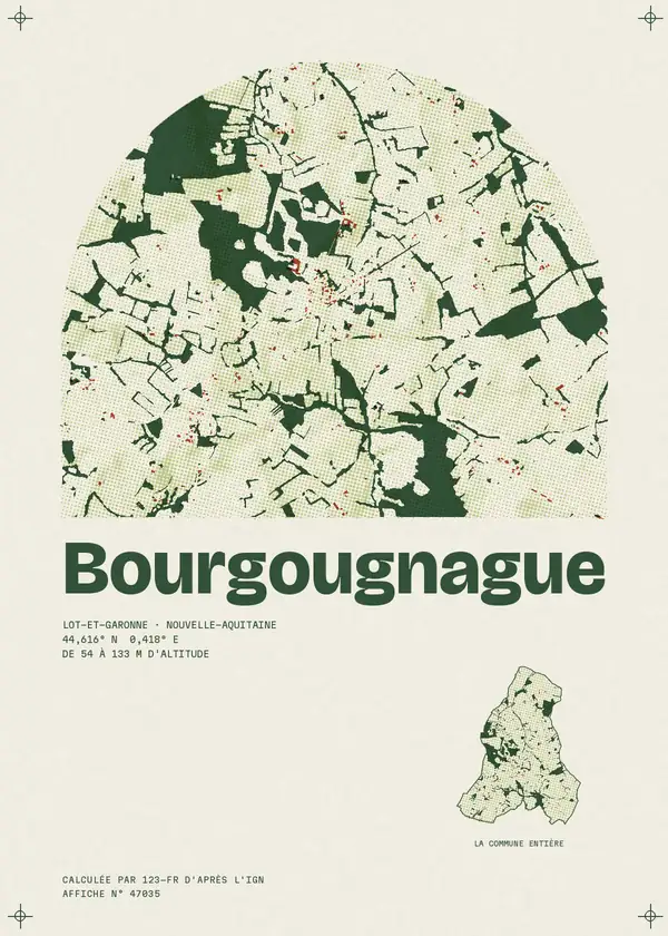 Affiche de Bourgougnague, calculée par 123-fr d'après l'IGN